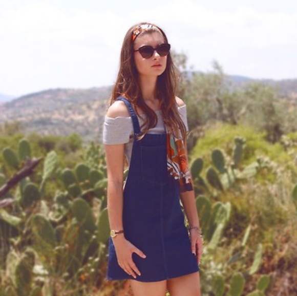 zara denim overall dress